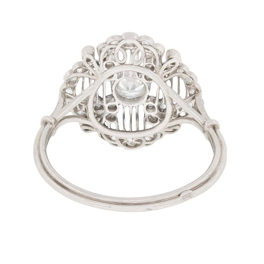 Old Mine Cut Art Deco Diamond French Cluster Ring, circa 1920s