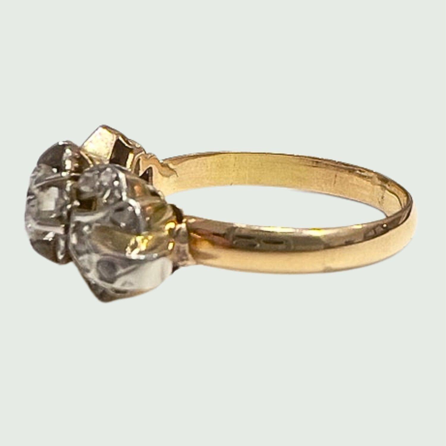 Women's Art Deco Diamond Gold and Platinum Ring For Sale