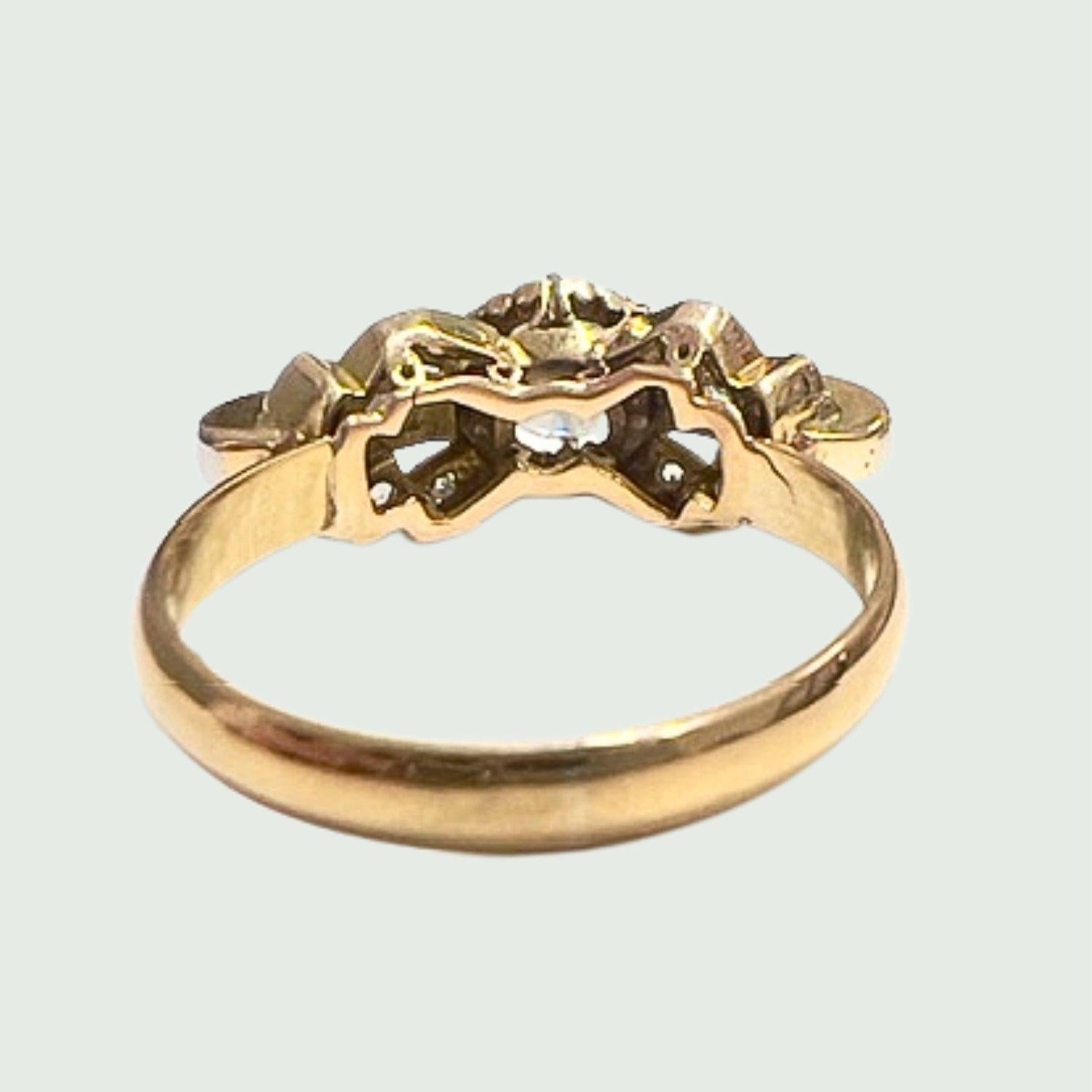 Art Deco Diamond Gold and Platinum Ring For Sale 1