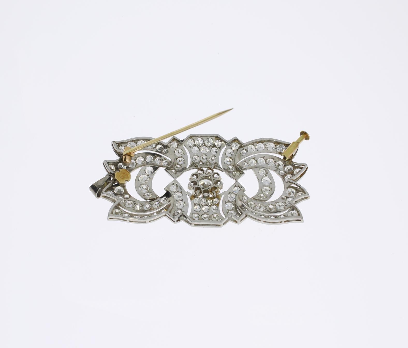 Women's Art Deco Diamond Gold Brooch Pendant For Sale