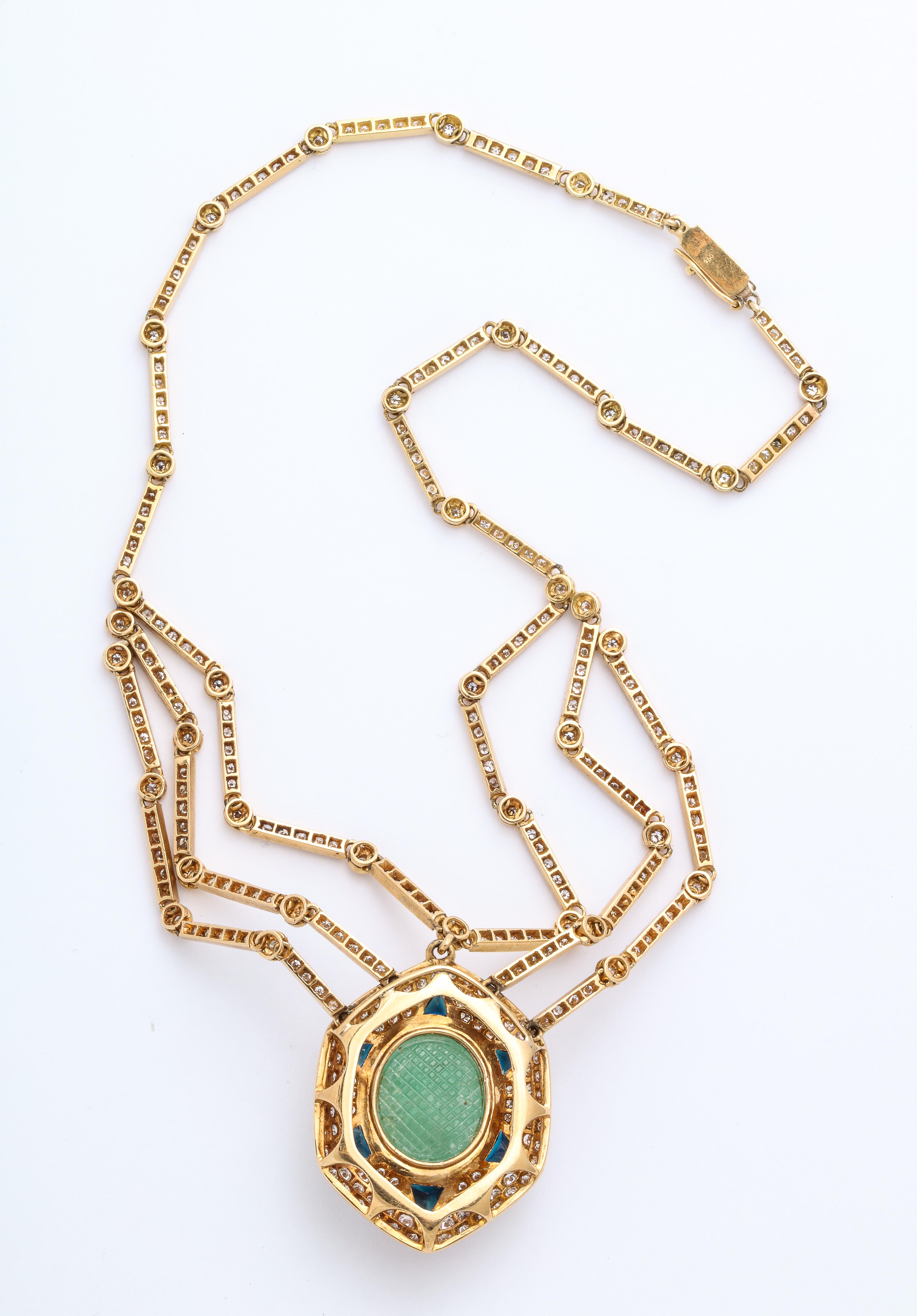 emerald and blue sapphire necklace