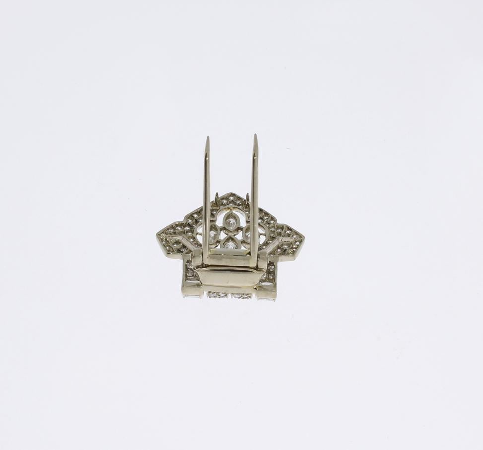 Art Deco Diamond Gold Clip For Sale 2