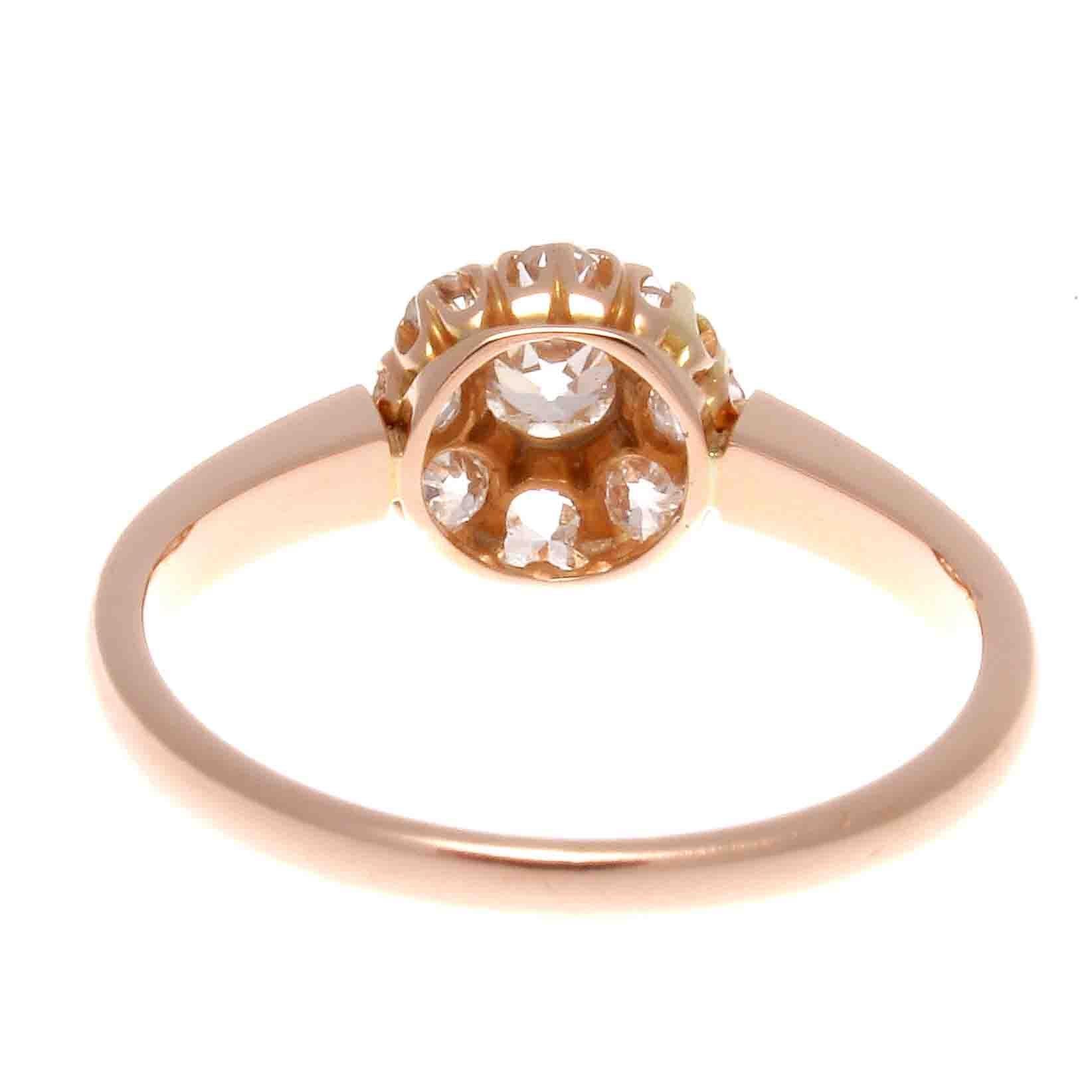 Women's Art Deco Diamond Gold Cluster Engagement Ring