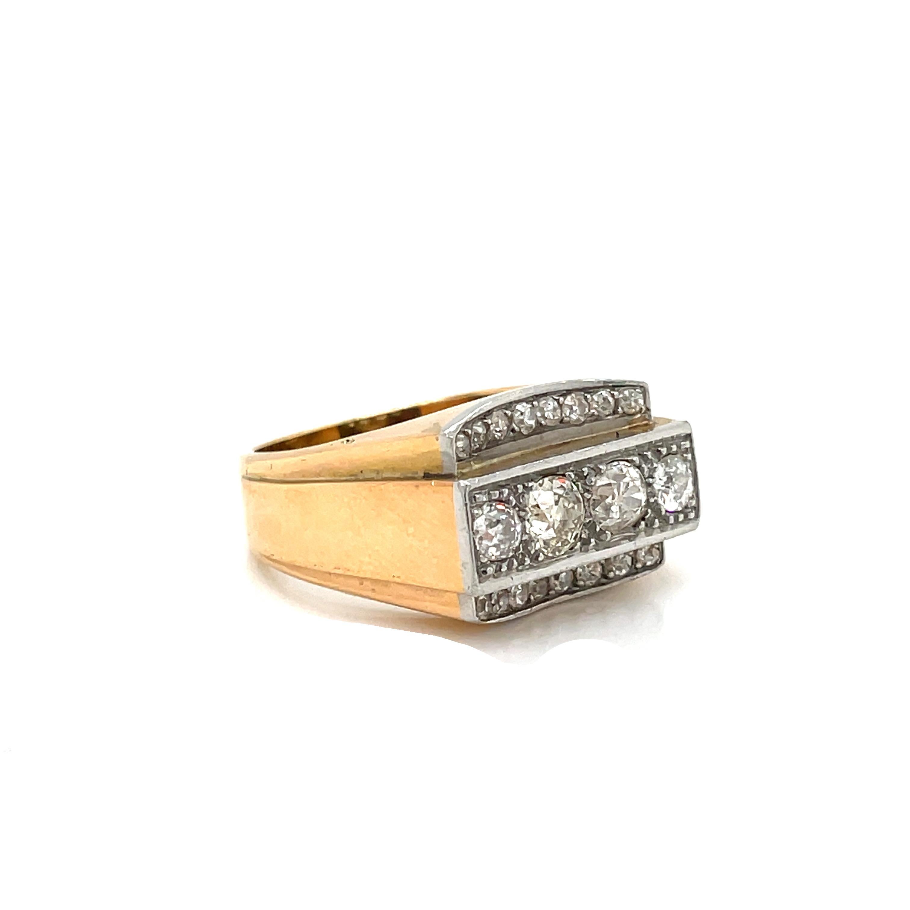 Art Deco Diamond Gold Cocktail Ring In Excellent Condition For Sale In Napoli, Italy