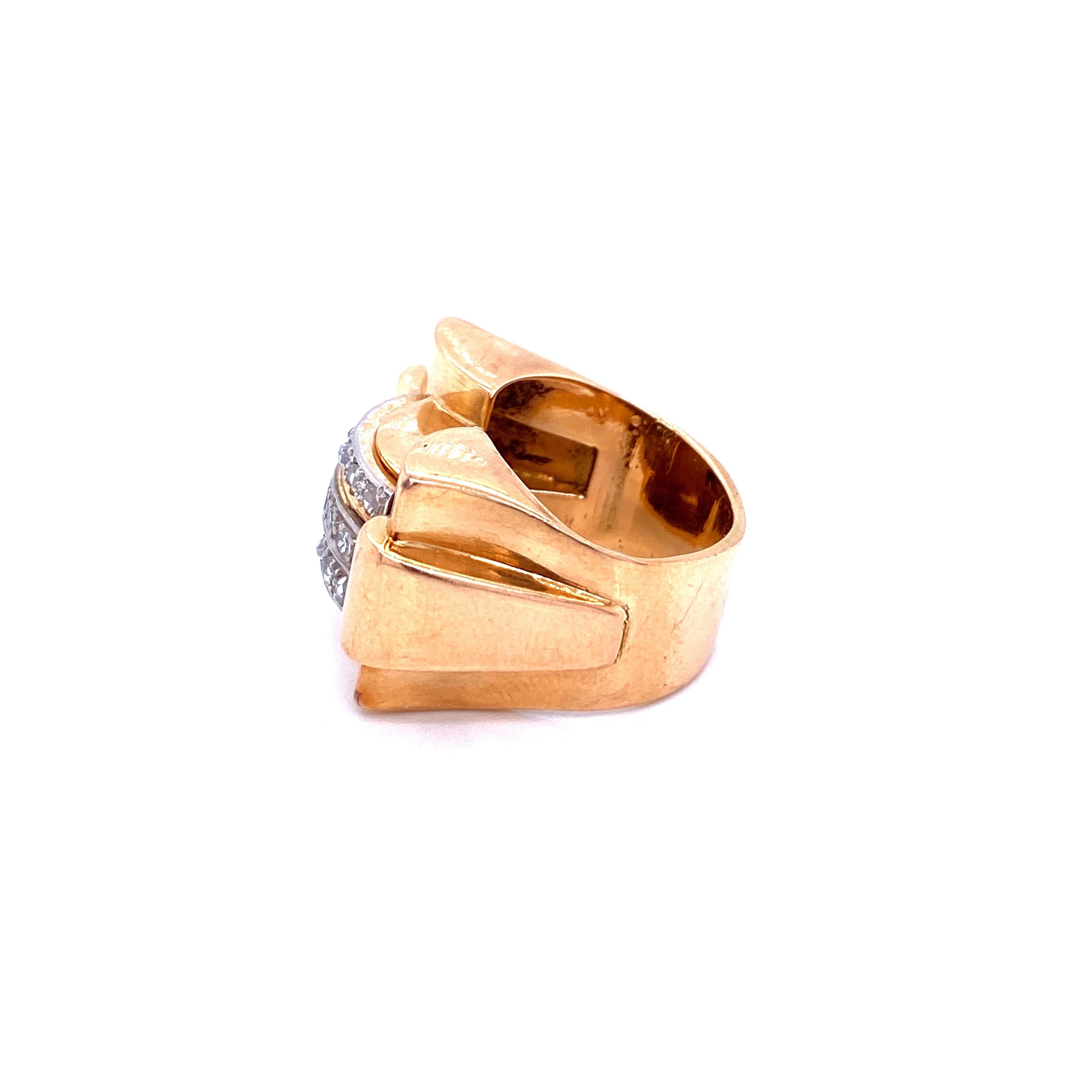 Art Deco Diamond Gold Cocktail Ring 1