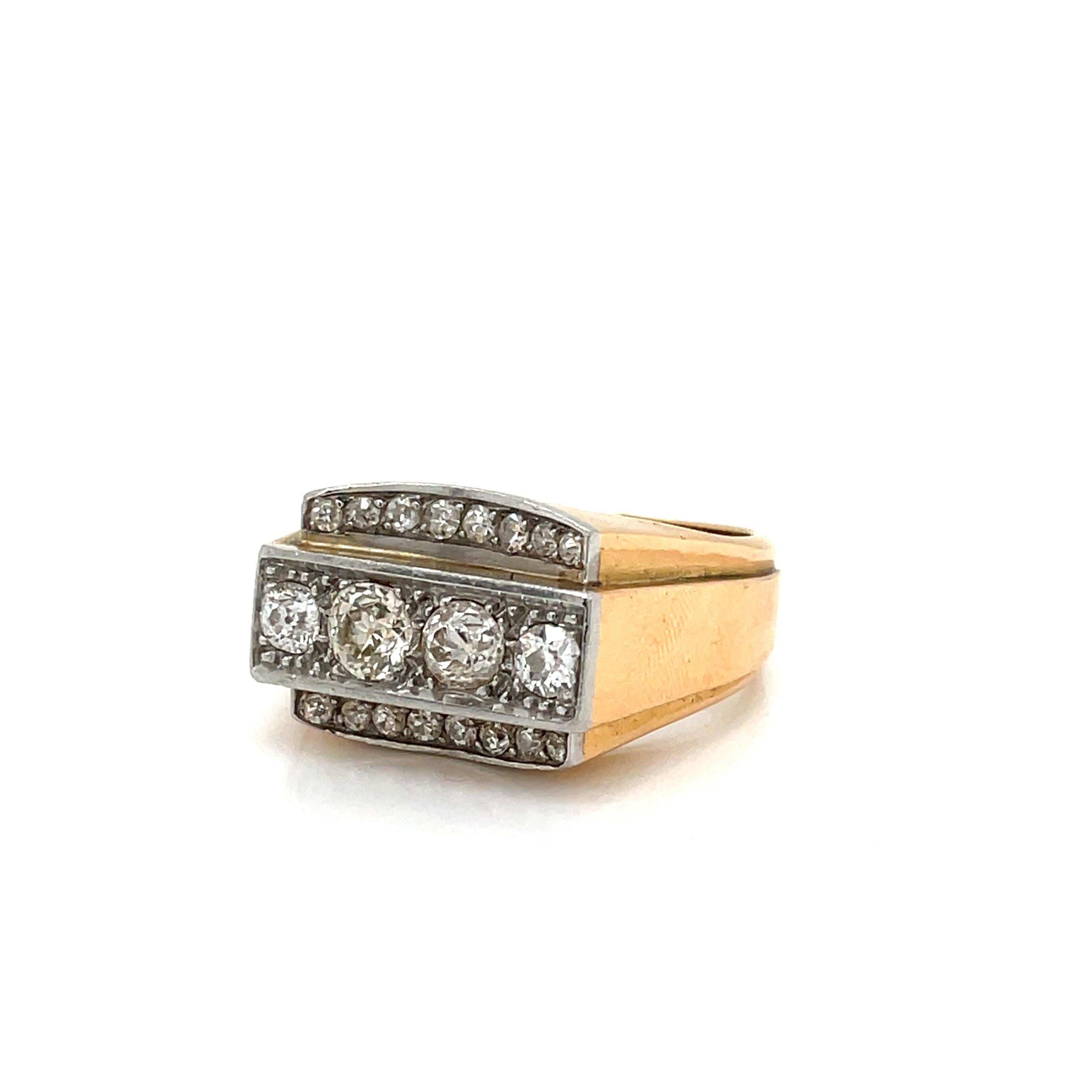 Art Deco Diamond Gold Cocktail Ring For Sale 1