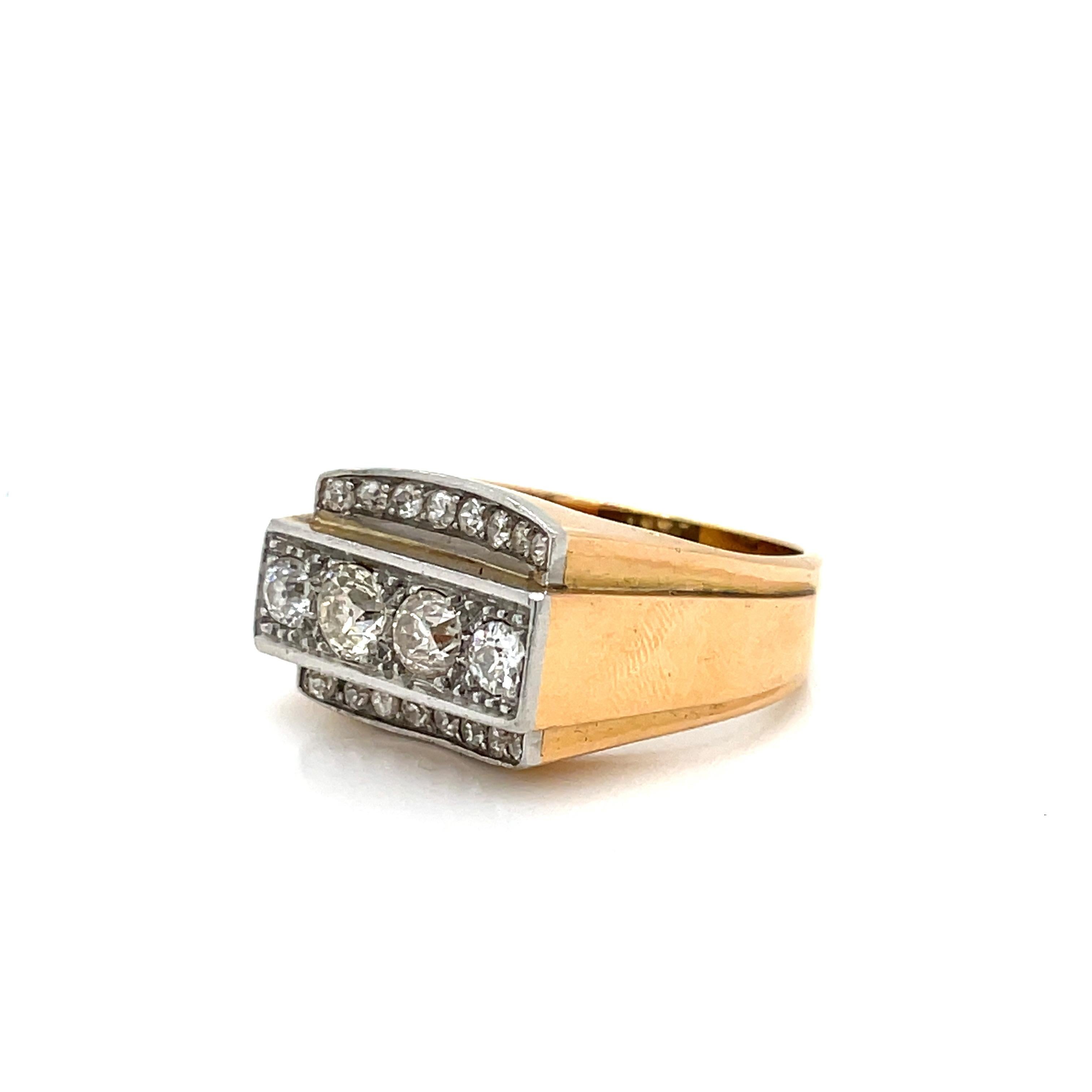 Art Deco Diamond Gold Cocktail Ring For Sale 2