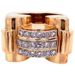 Art Deco Diamond Gold Cocktail Ring