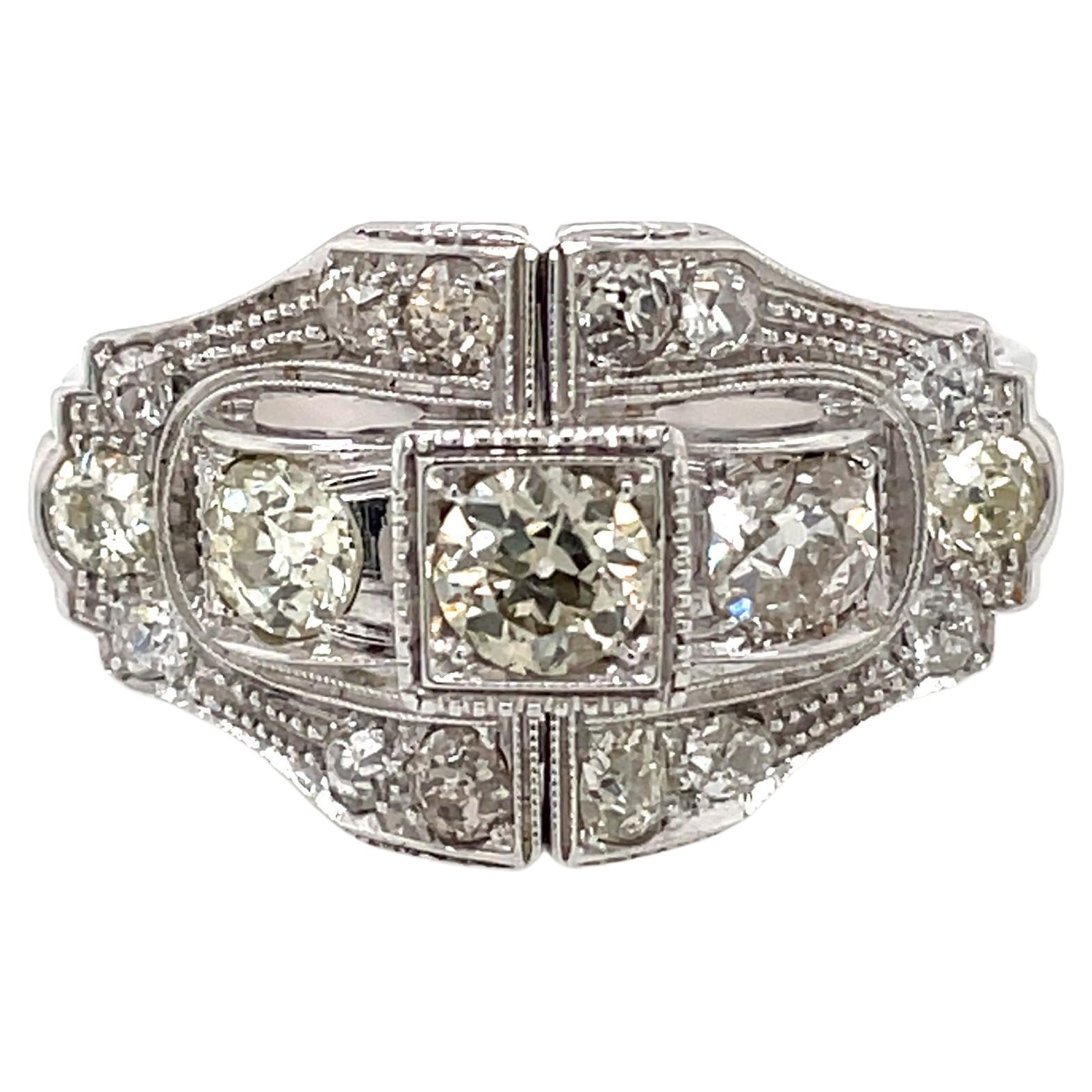 Art Deco Diamond Gold Cocktail Ring For Sale