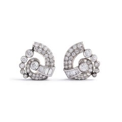 Art Deco Diamond Gold Ear Clips
