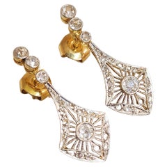 Art Deco Diamond 18k Gold Earrings