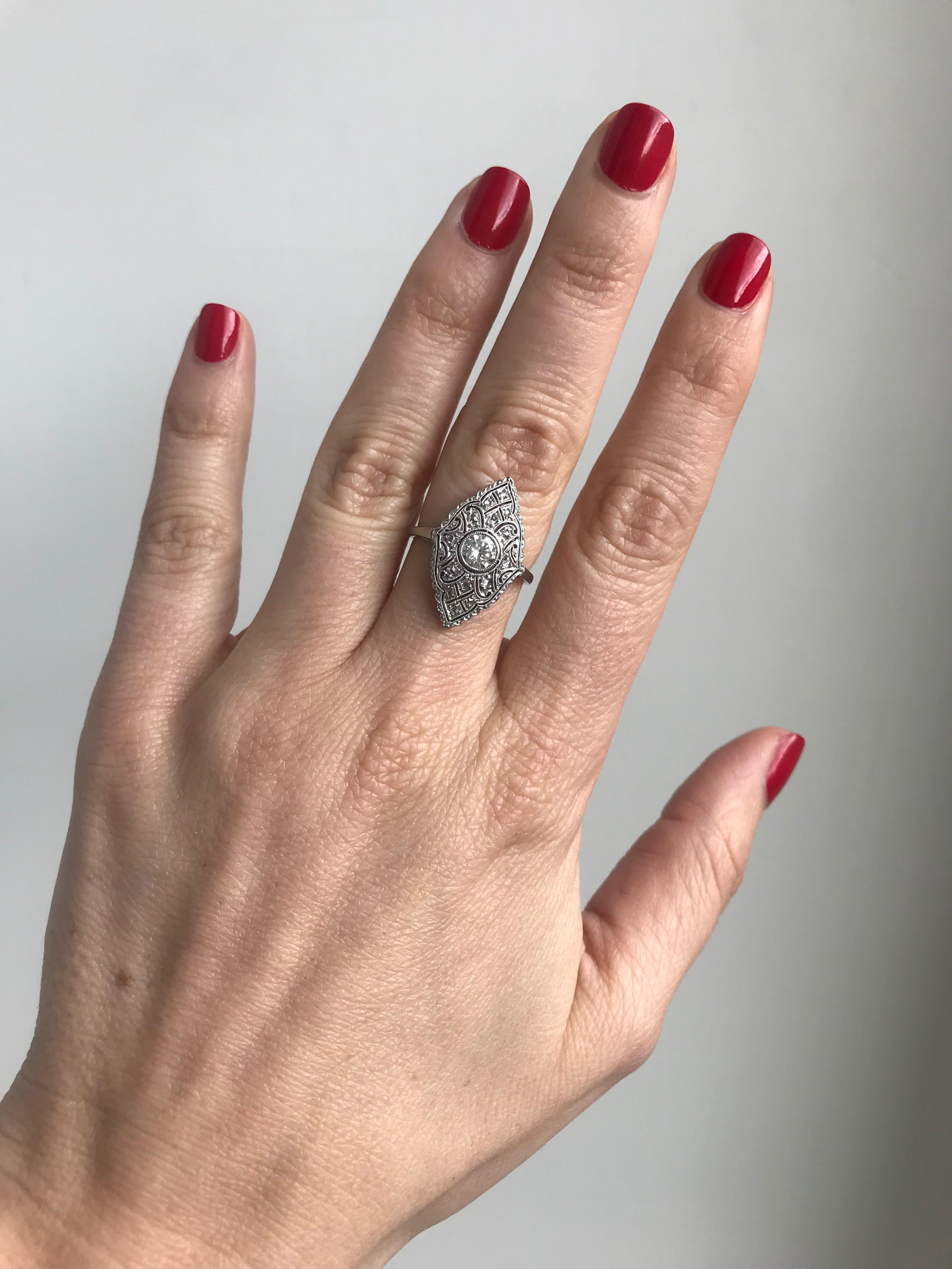 Art Deco Diamond Gold Engagement Ring 1