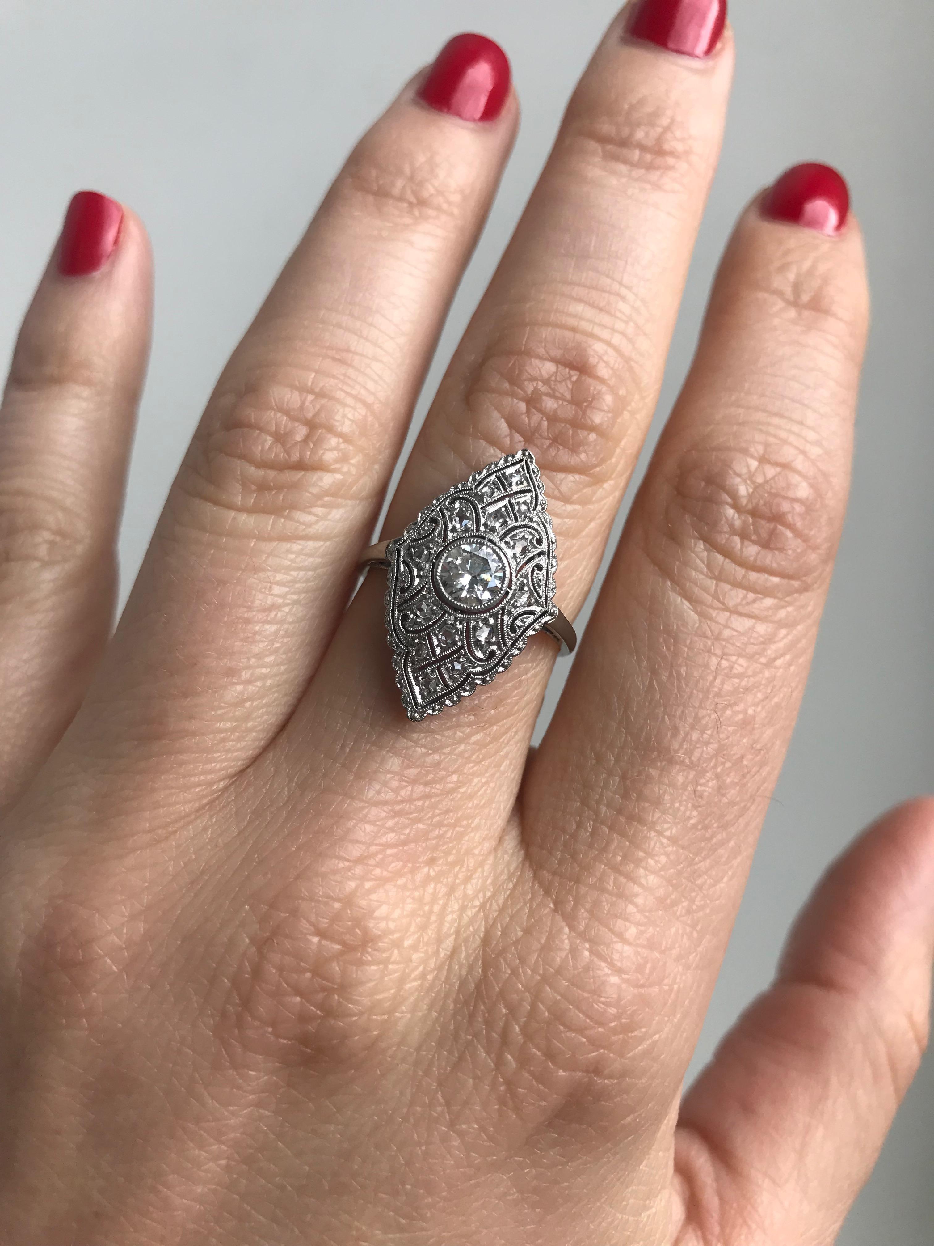 Art Deco Diamond Gold Engagement Ring 2