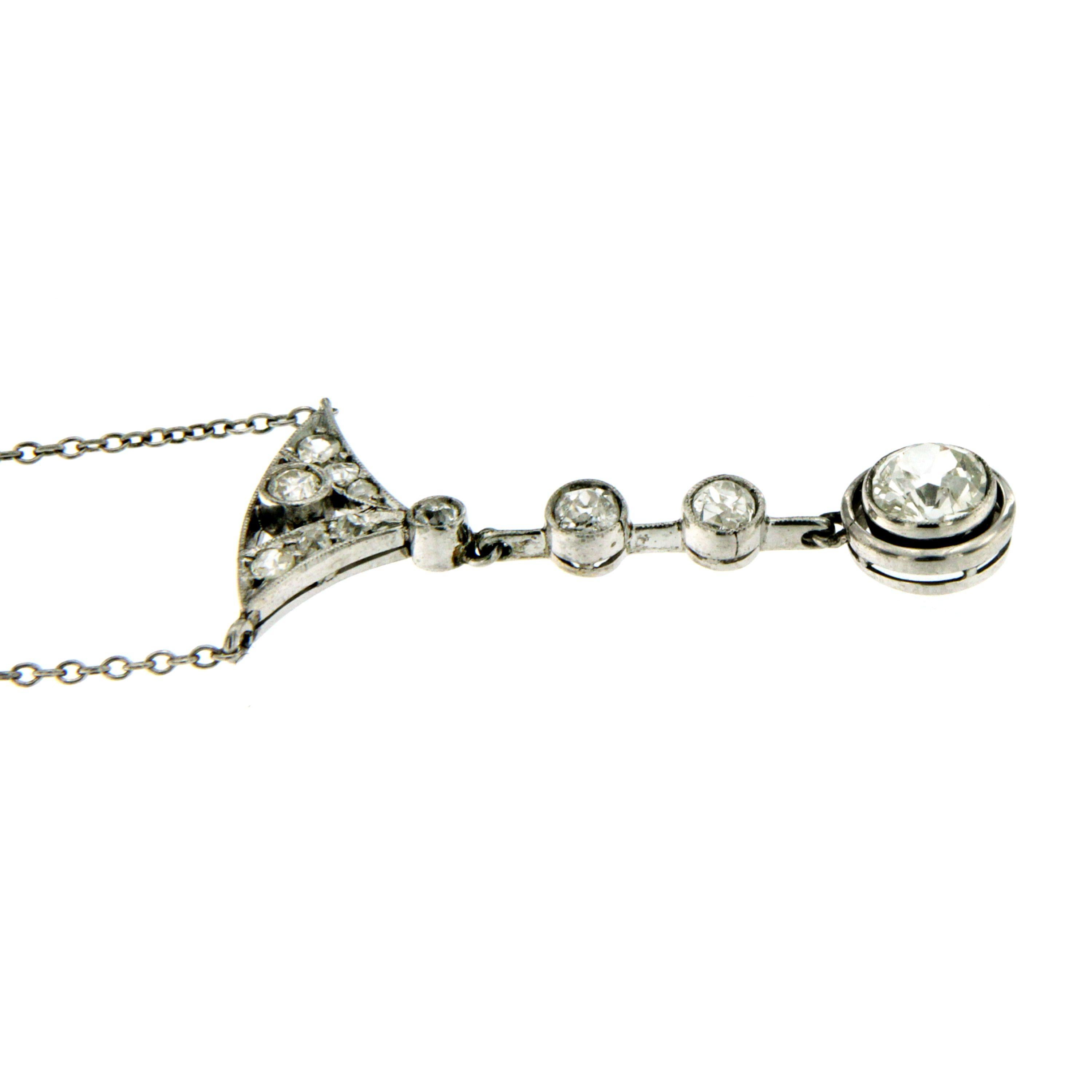Women's Art Deco Diamond Gold Pendant Necklace