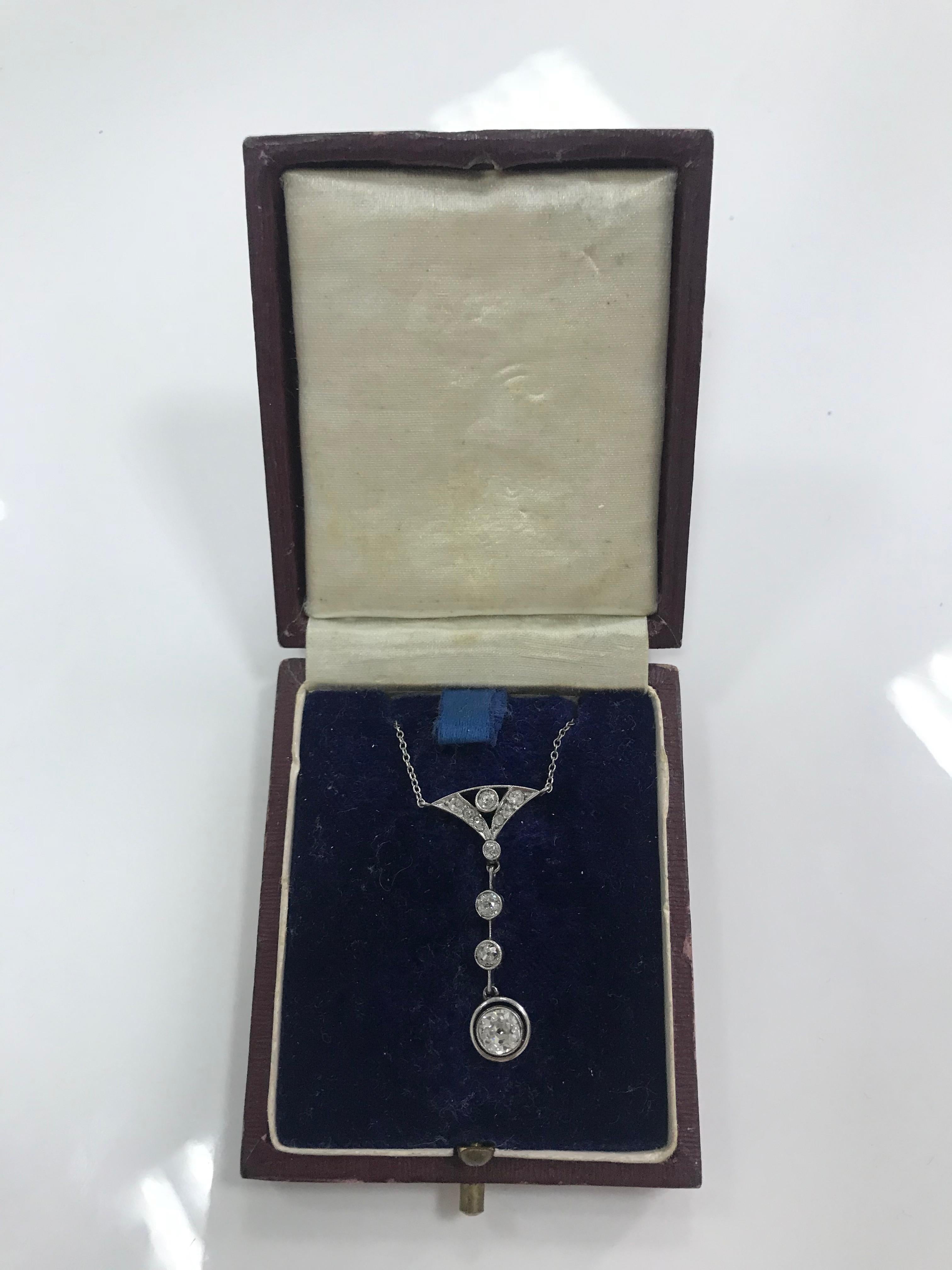 Art Deco Diamond Gold Pendant Necklace 4