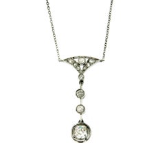 Art Deco Diamond Gold Pendant Necklace