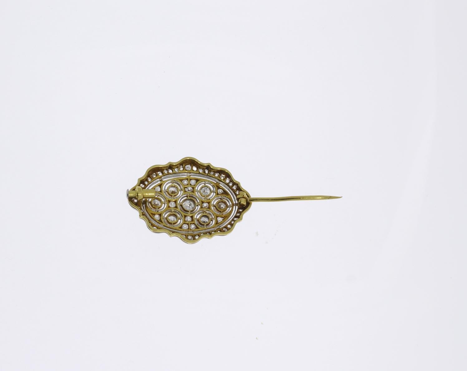 Art Deco Diamond Gold Platinum Brooch In Excellent Condition In Berlin, DE