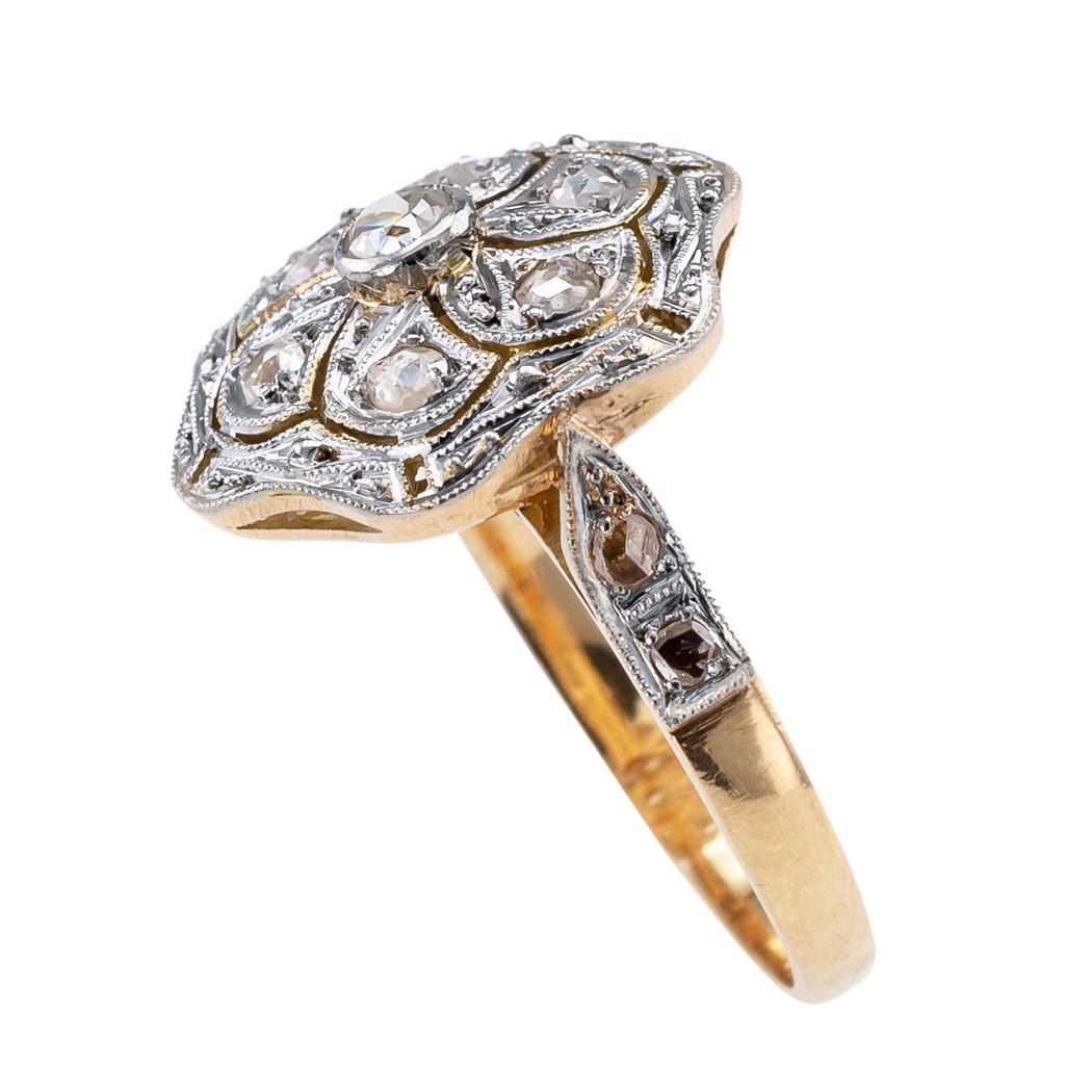 Art Deco Diamond Gold Platinum Ring In Good Condition In Los Angeles, CA