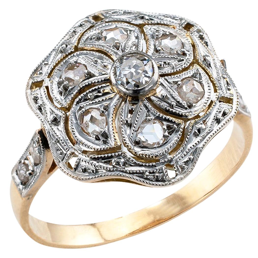Art Deco Diamond Gold Platinum Ring