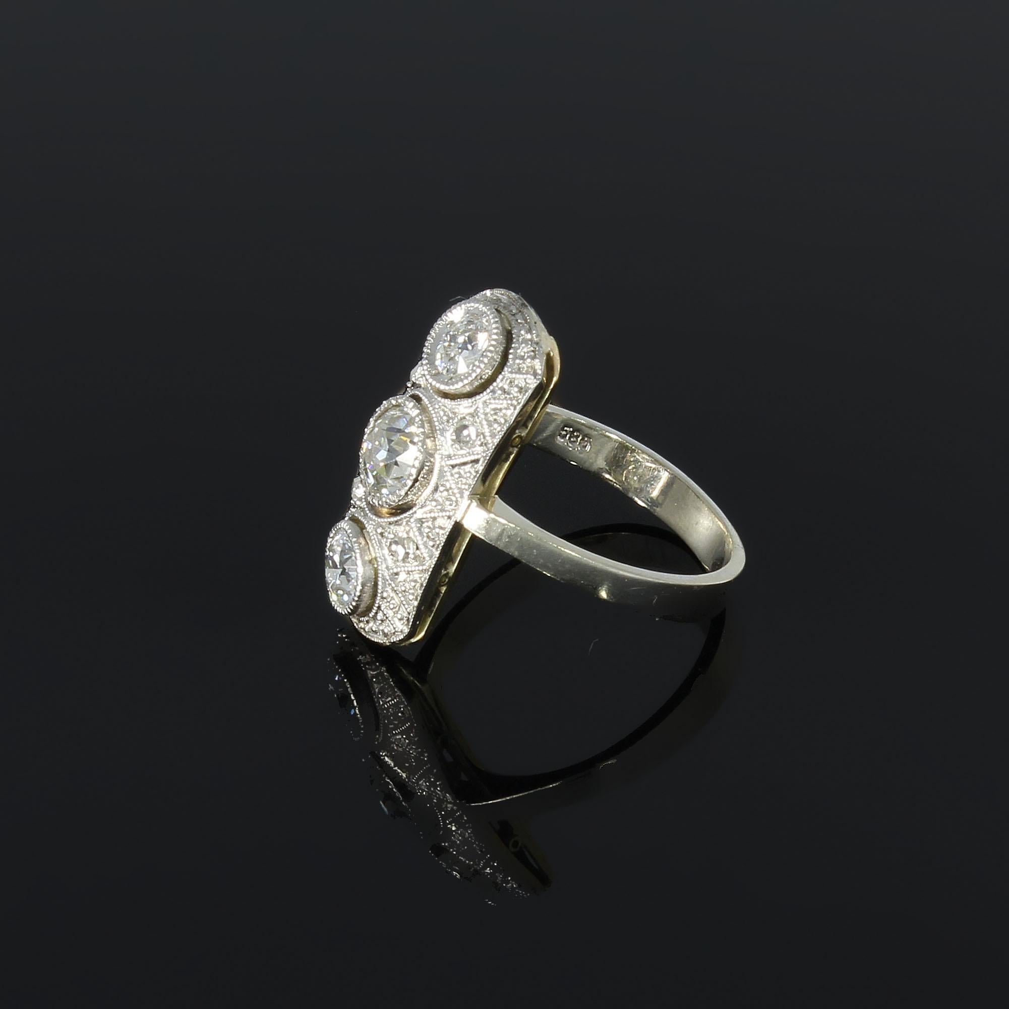 Brilliant Cut Art Deco Diamond Gold Ring