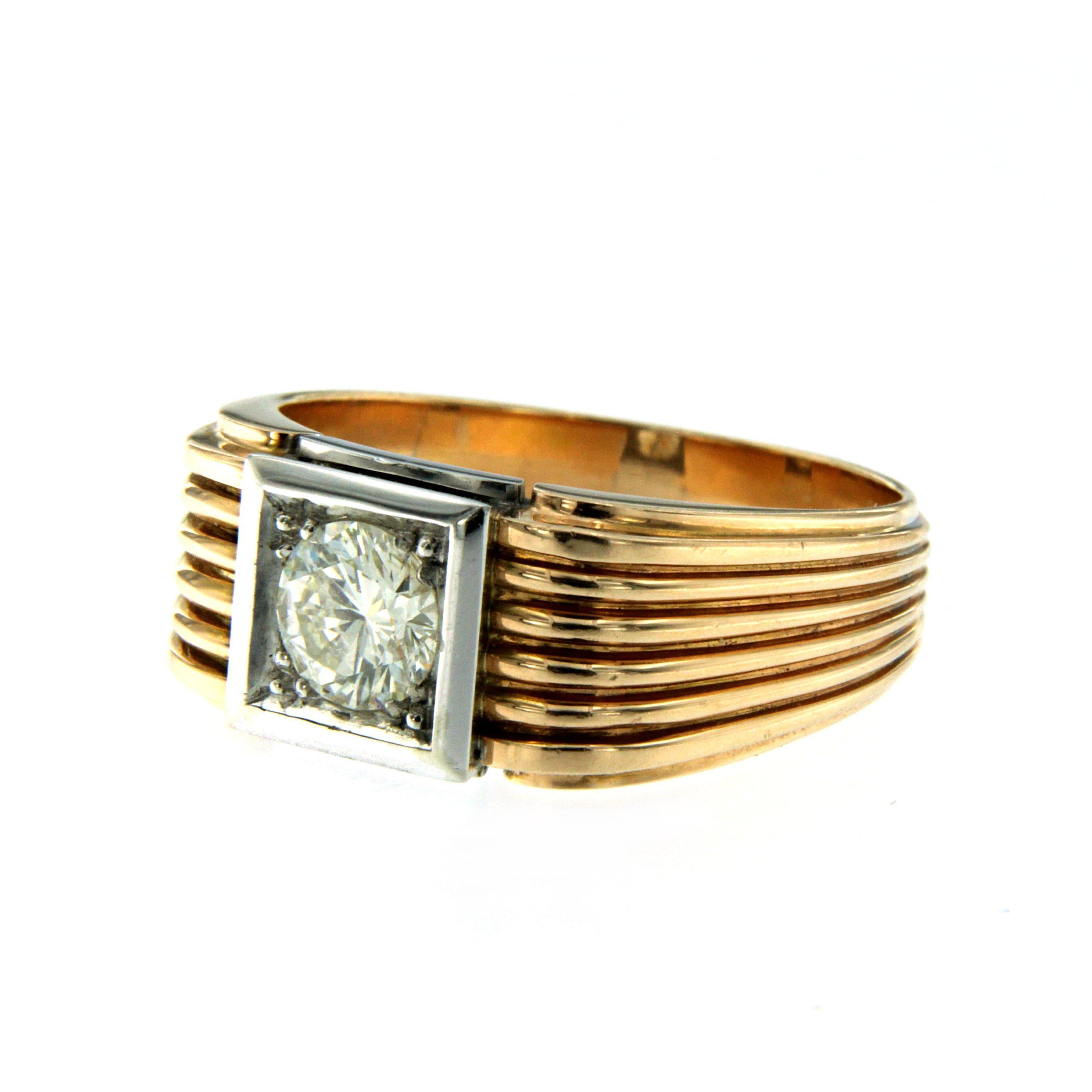 Old European Cut Art Deco Diamond Gold Ring