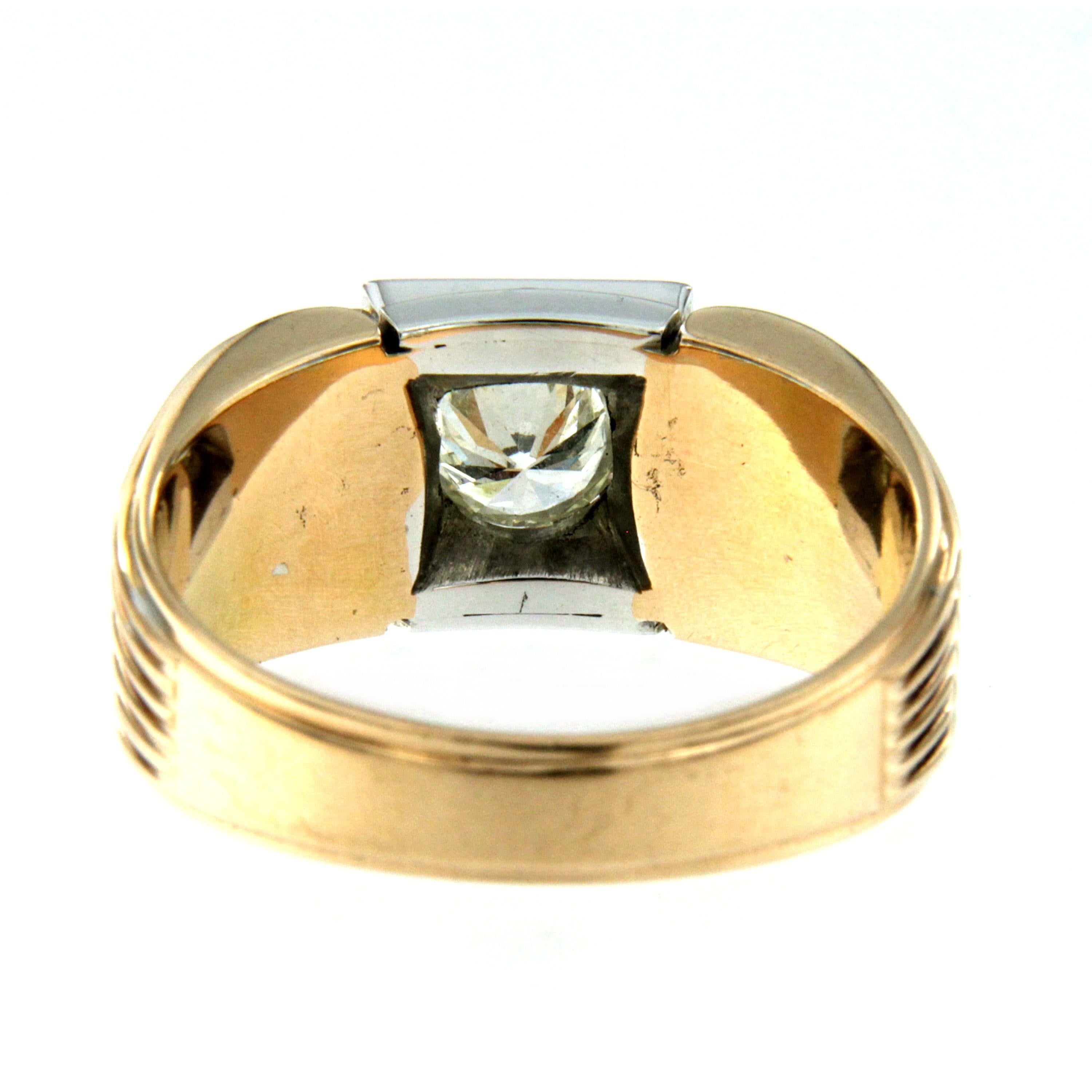 Women's or Men's Art Deco Diamond Gold Ring