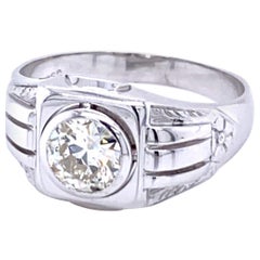 Art Deco Diamond Gold Unisex Band Ring