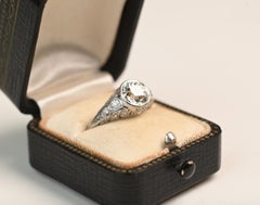 Art Deco Diamond Halo Ring. 1.80ct Old European K VS1 Engagement Ring Platinum