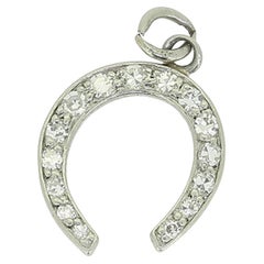 Art Deco Diamond Horseshoe Charm Pendant