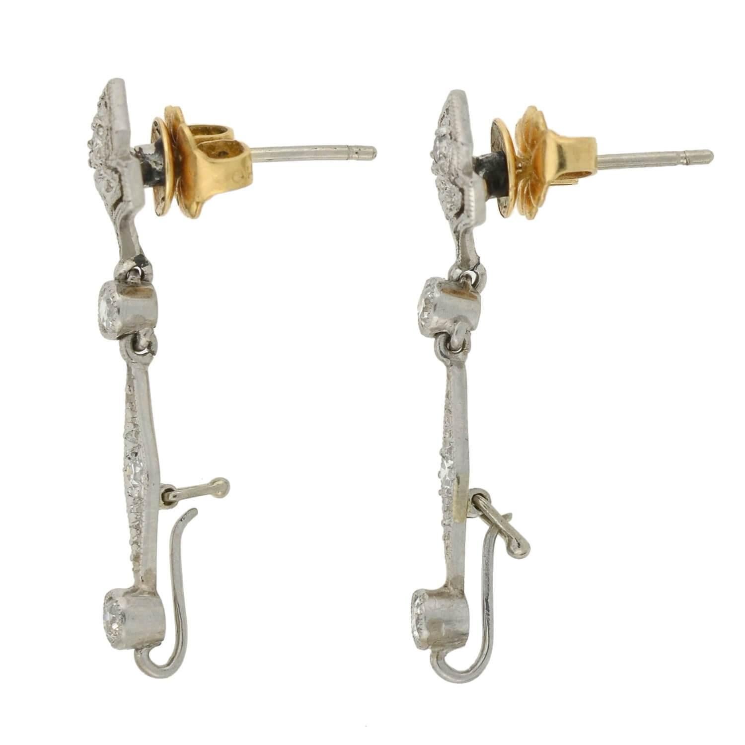 Women's Art Deco Diamond, Jadeite, Onyx and Rock Quartz Crystal Convertible Earrings