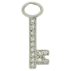 Art Deco Diamond Key Charm Pendant