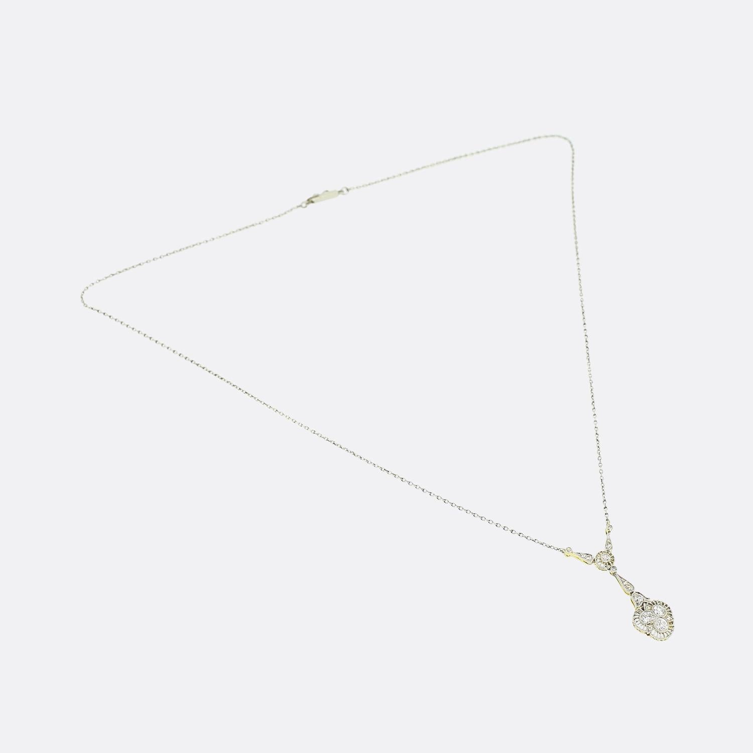 Art déco Collier Lavalier Art Déco à diamants en vente