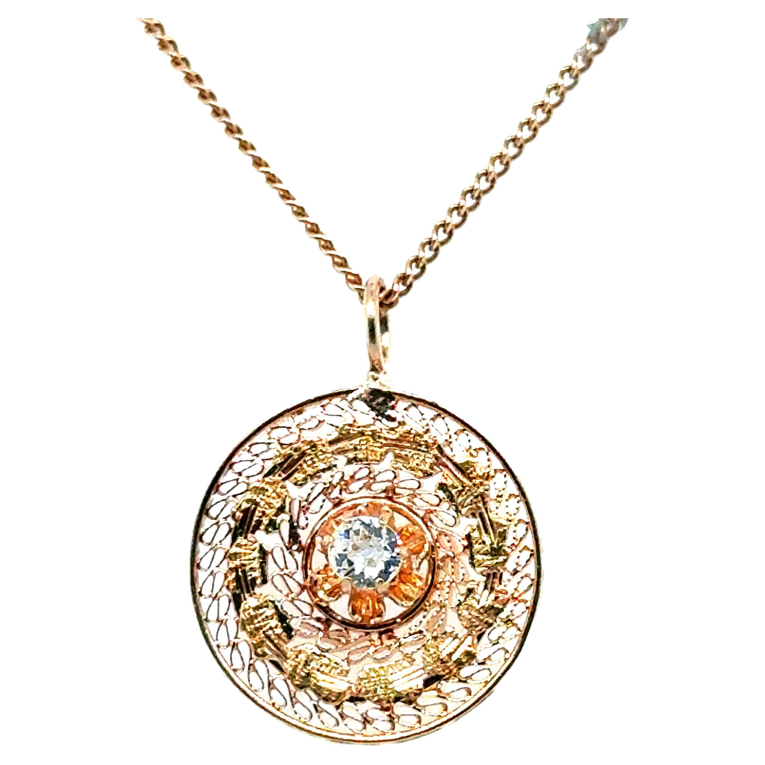 Art Deco Diamond Lavalier Pendant 14K Old Mine Original 1910
s-1920
s