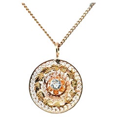 Art Deco Diamond Lavalier Pendant 14K Old Mine Original 1910's-1920's