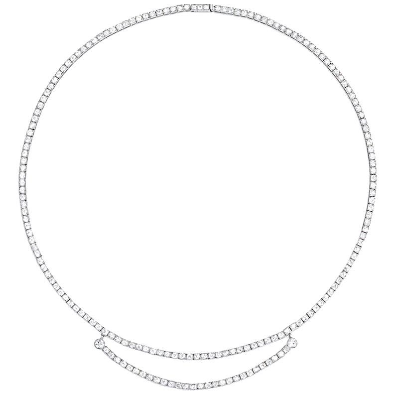 Art Deco Diamond Line Necklace with Center Swag