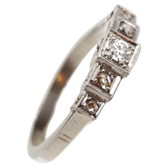 Bague Art Line Line en platine et or 18 carats, anneau, diamants