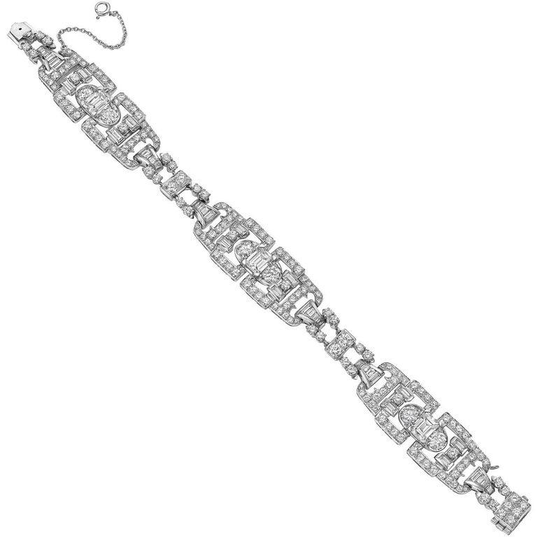 Emerald Cut Art Deco Diamond Link Bracelet '19.42 Carat'