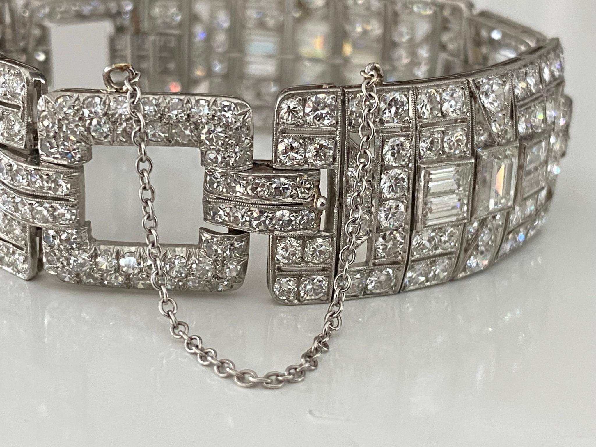 Mixed Cut Art Deco Diamond Link Bracelet For Sale