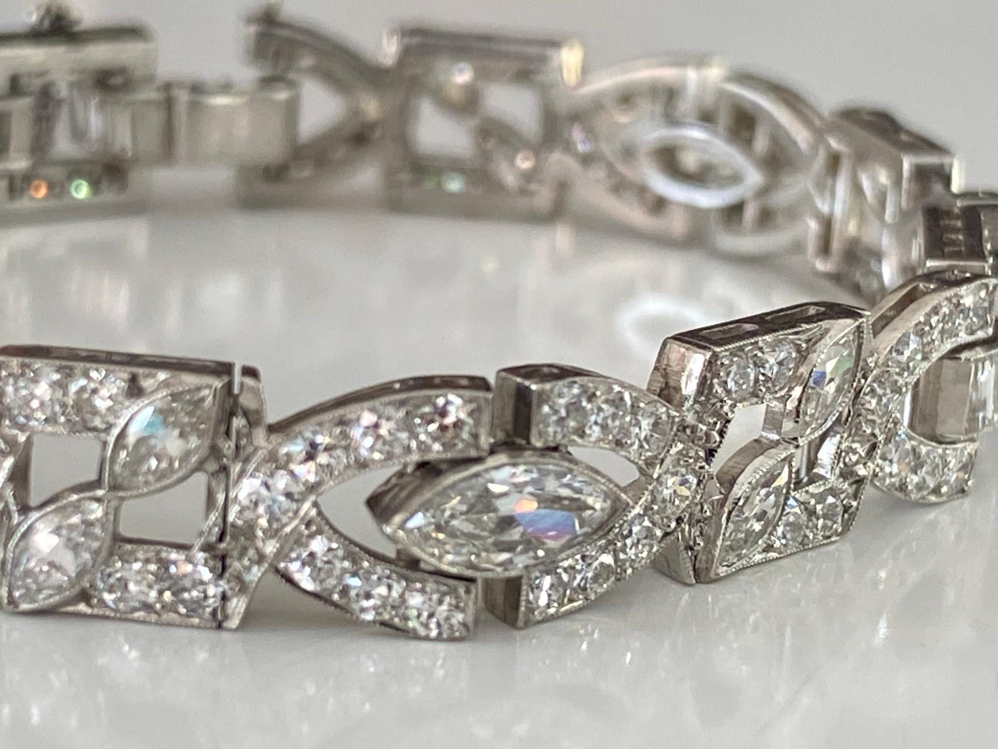 Art Deco Diamond Link Bracelet In Good Condition For Sale In Denver, CO