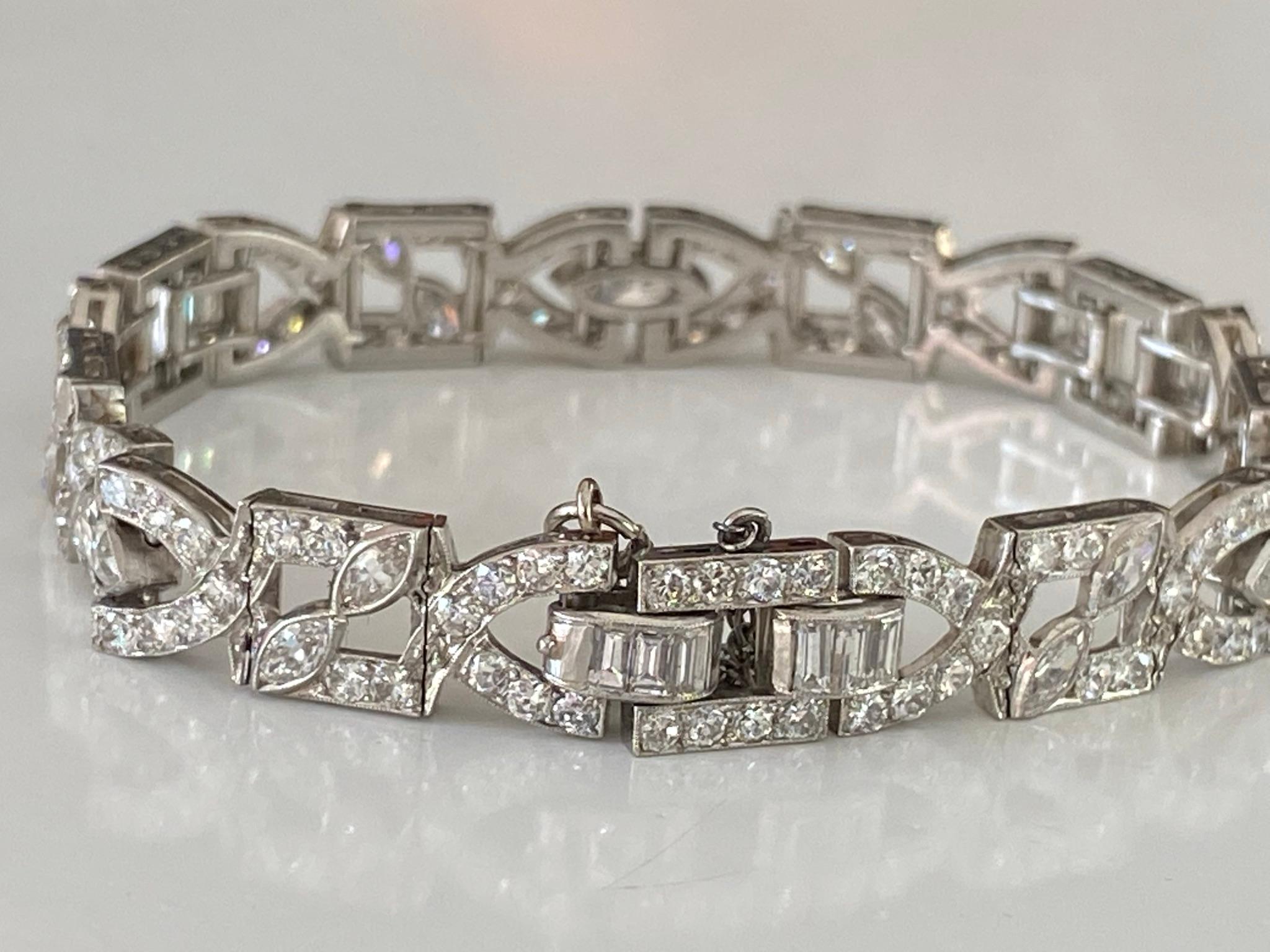Art Deco Diamond Link Bracelet For Sale 1