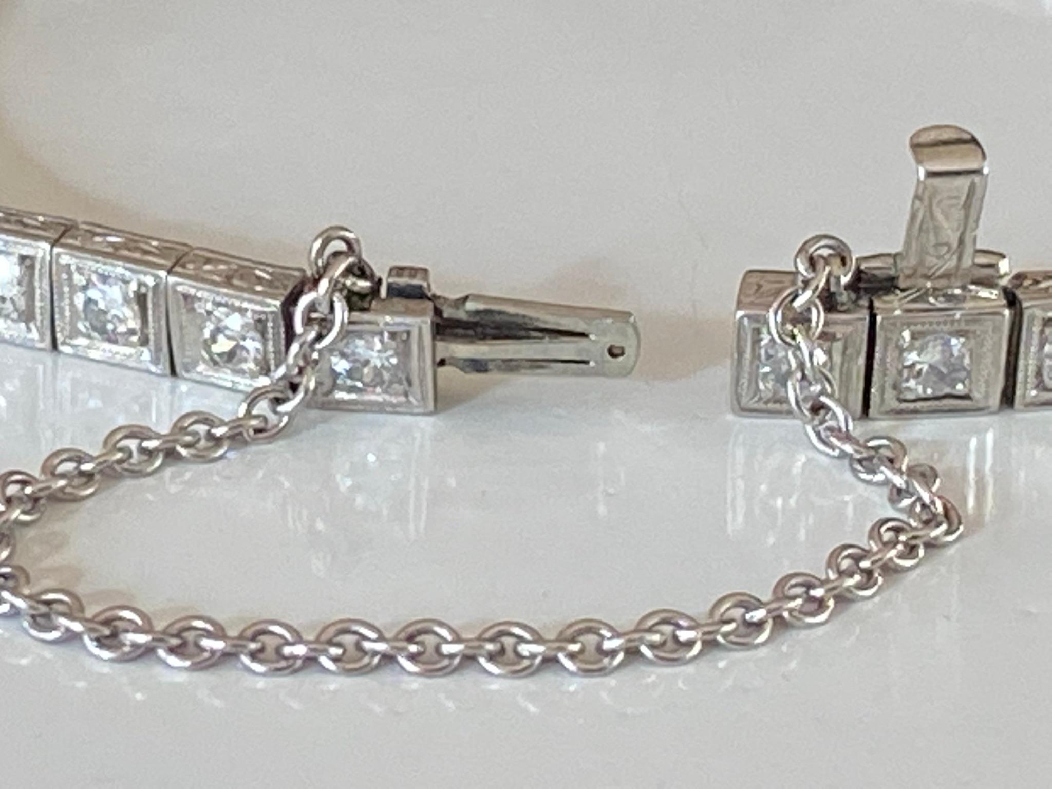 Art Deco Diamond Link Bracelet For Sale 1