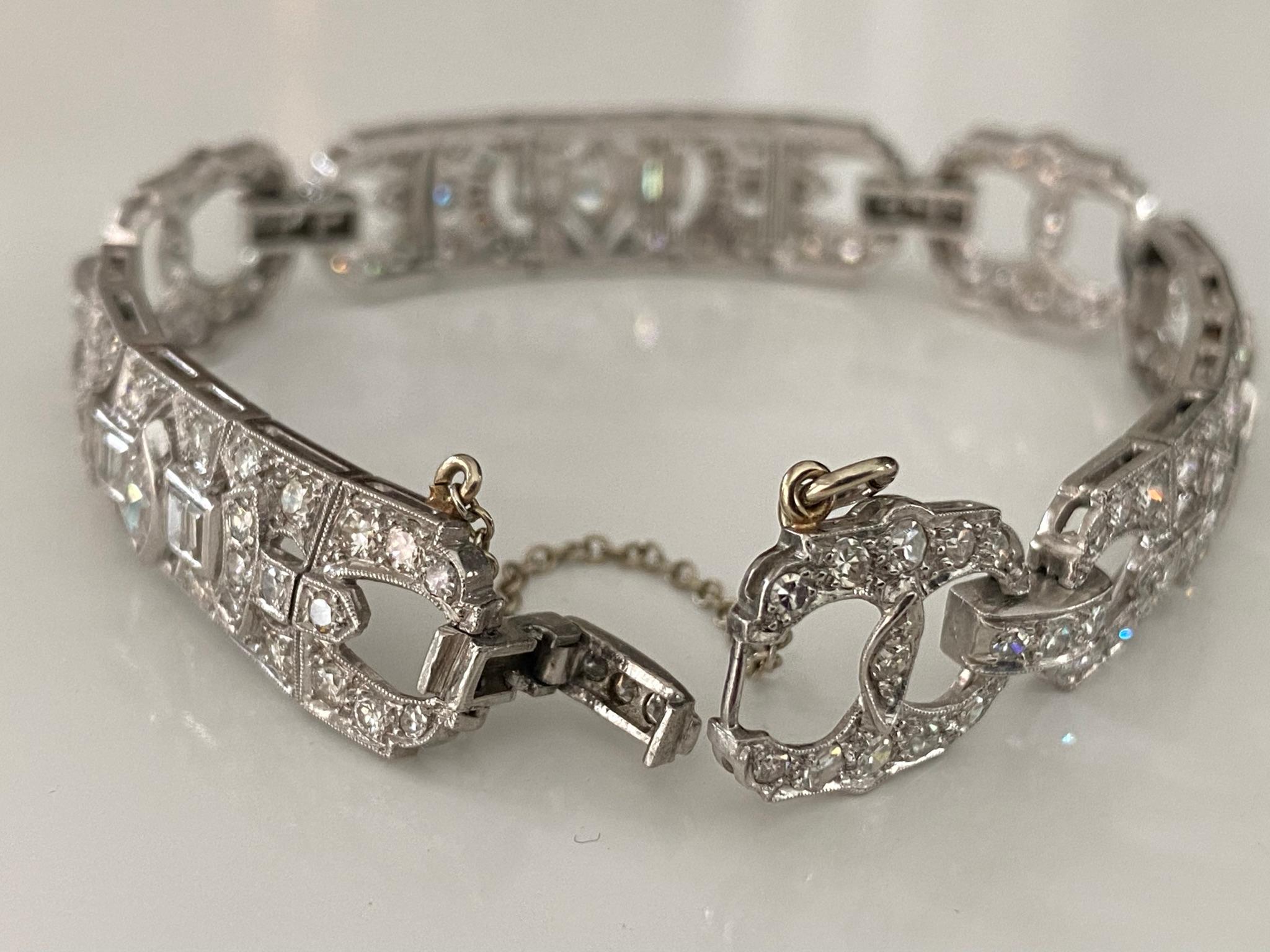Art Deco Diamond Link Bracelet For Sale 2