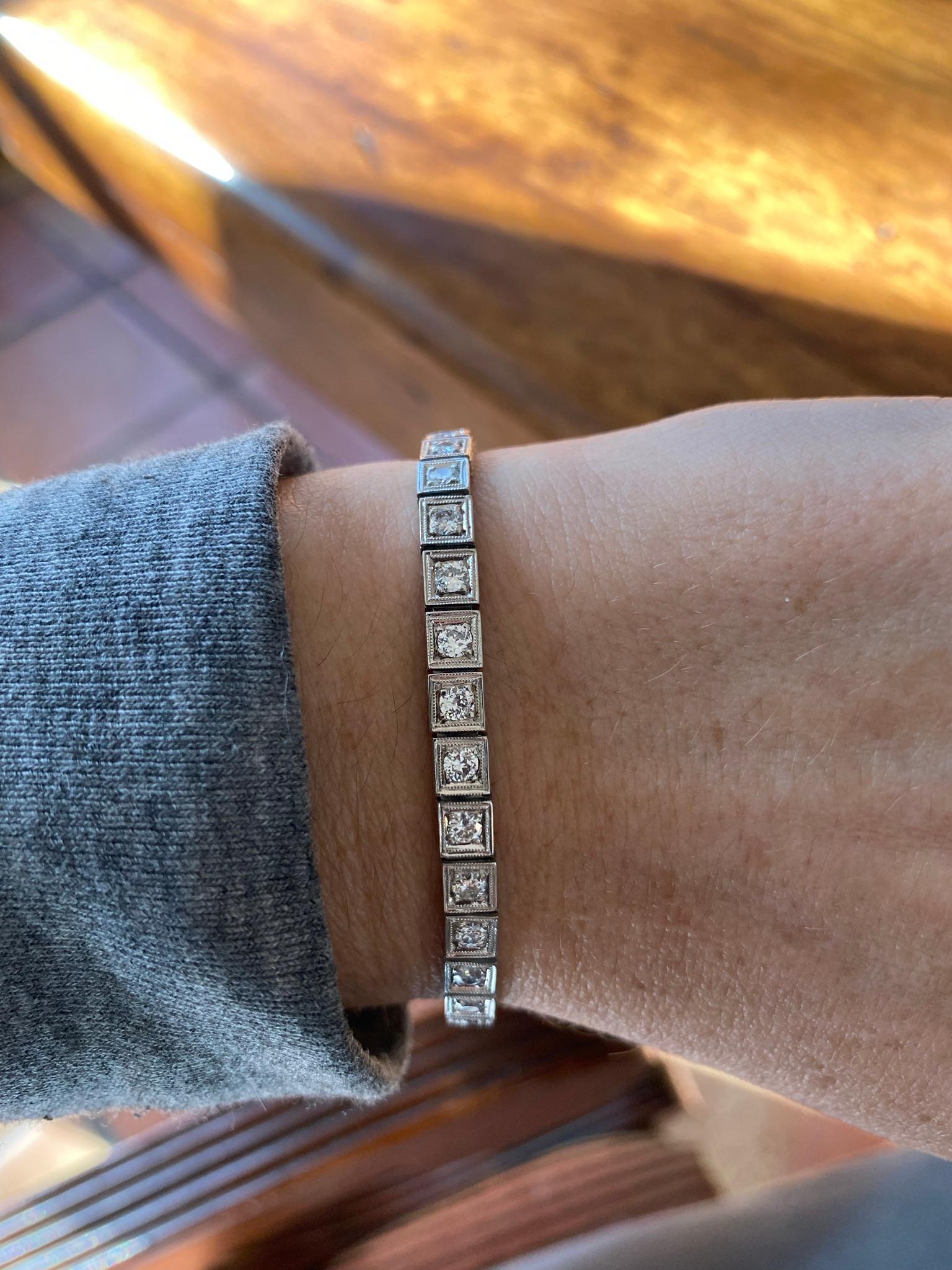 Art Deco Diamond Link Bracelet For Sale 3