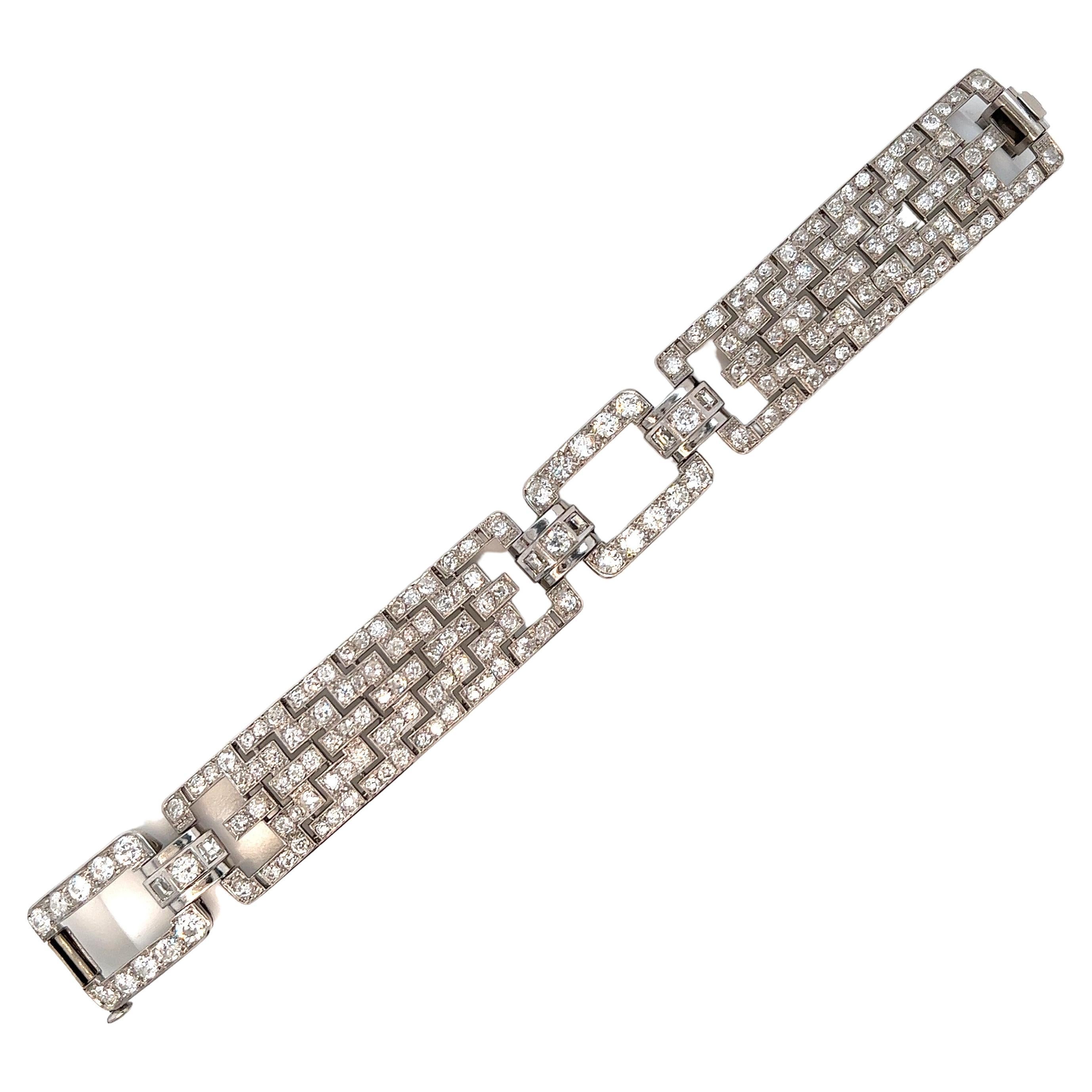 Art Deco Diamond Link Bracelet  For Sale