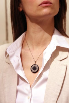 Art Deco Diamond Locket in Gold 18k and Platinum, Rose-Cut Diamonds, Signed Pend