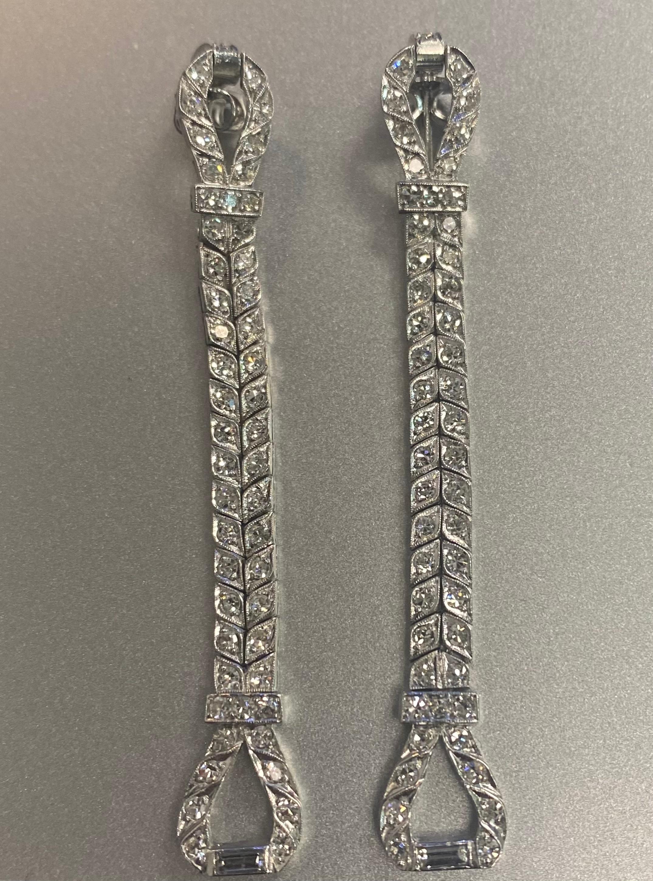 Women's Art Deco Diamond Loop Earrings For Sale