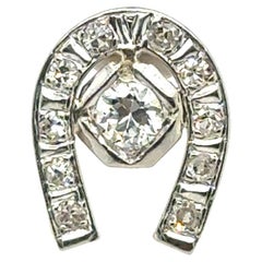 Art Deco Diamond Luck Horse Shoe Pendant .40ct Platinum Original 1920-1930