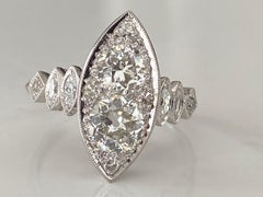 Art Deco Diamond Navette Dinner Ring