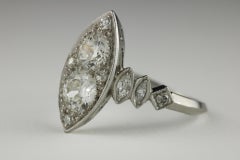 Art Deco Diamond Navette Dinner Ring