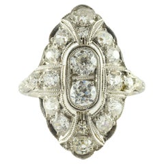 Retro Art Deco Diamond Navette Dinner Ring